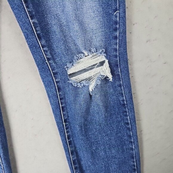 RSQ High Rise Straight Leg Jeans Womens 27 Blue Distressed Relaxed Casual Denim - Picture 6 of 15
